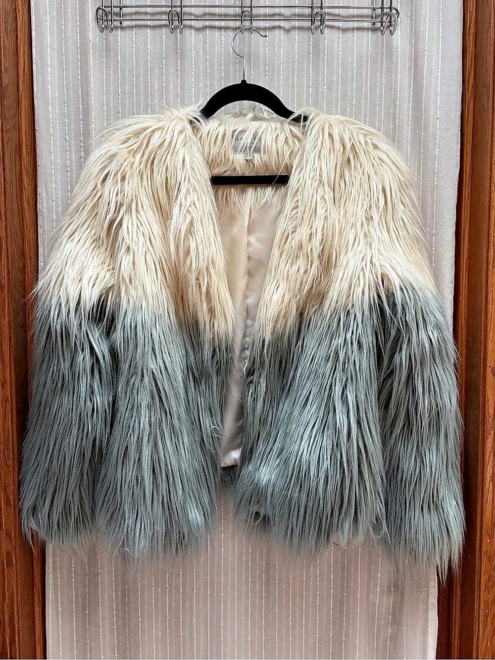 Hayden LA Colorblock Shaggy Faux Fur Open Front Jacket S/M